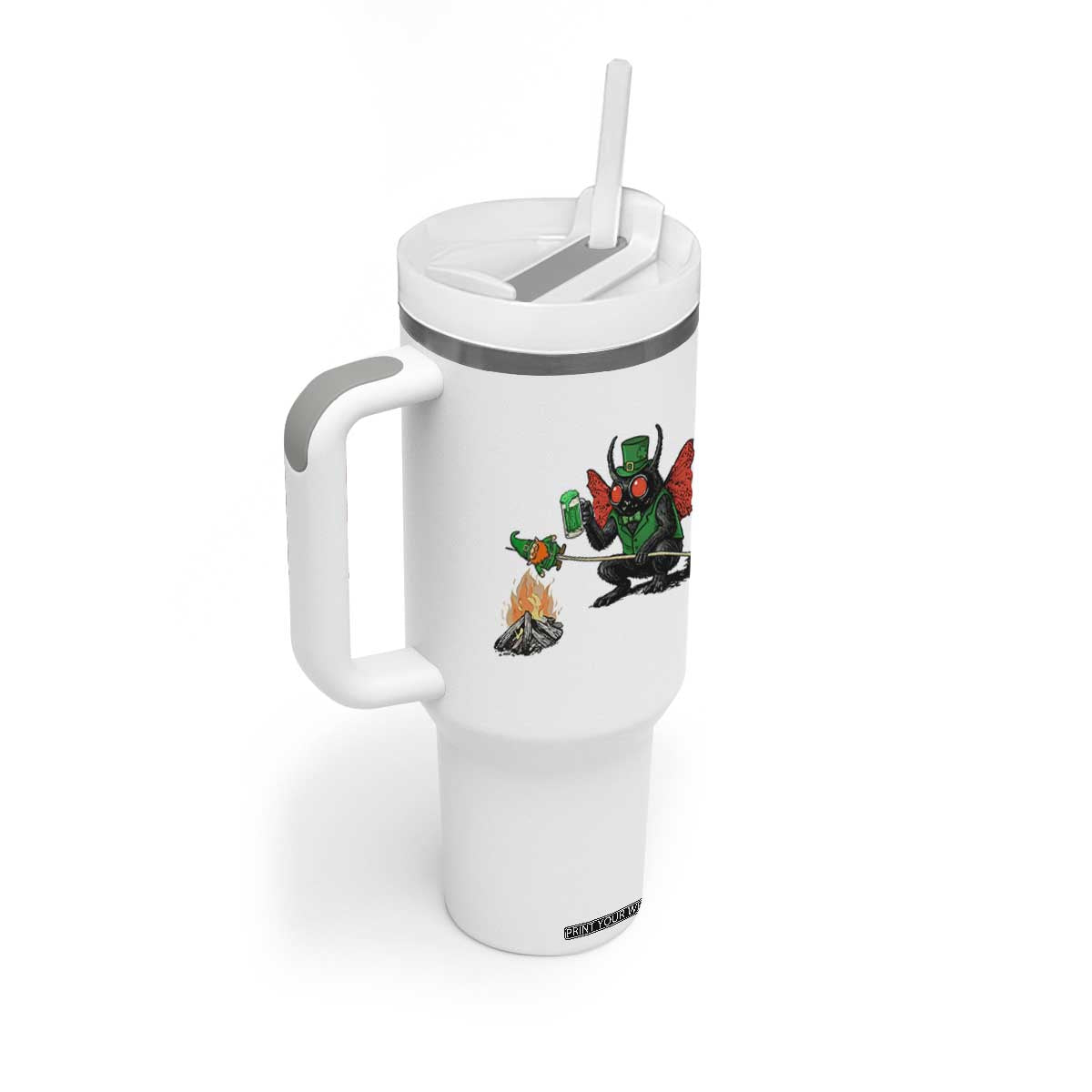 Funny Cryptid Mothman Tumbler With Handle St Patricks Day Gift TS12 Print Your Wear
