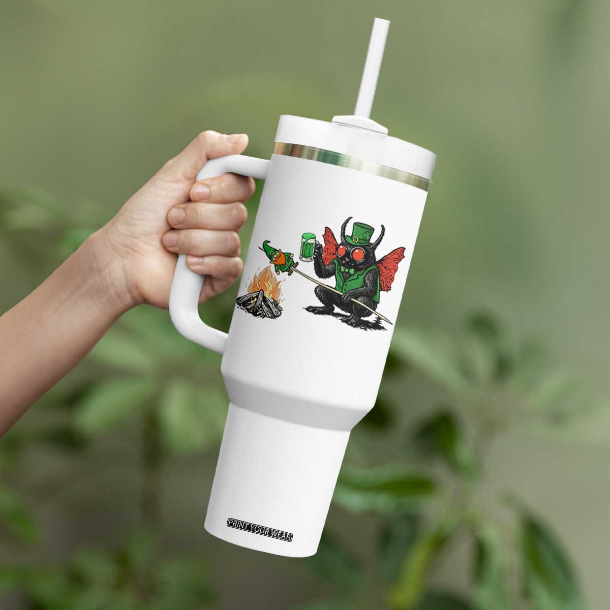 Funny Cryptid Mothman Tumbler With Handle St Patricks Day Gift TS12 Print Your Wear