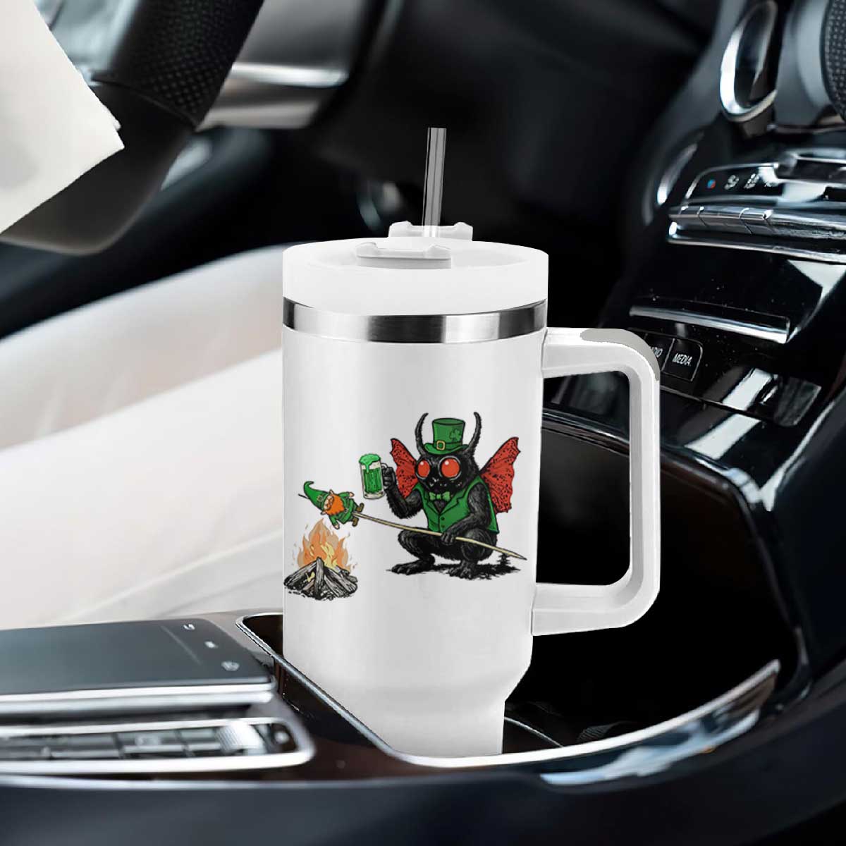 Funny Cryptid Mothman Tumbler With Handle St Patricks Day Gift TS12 Print Your Wear