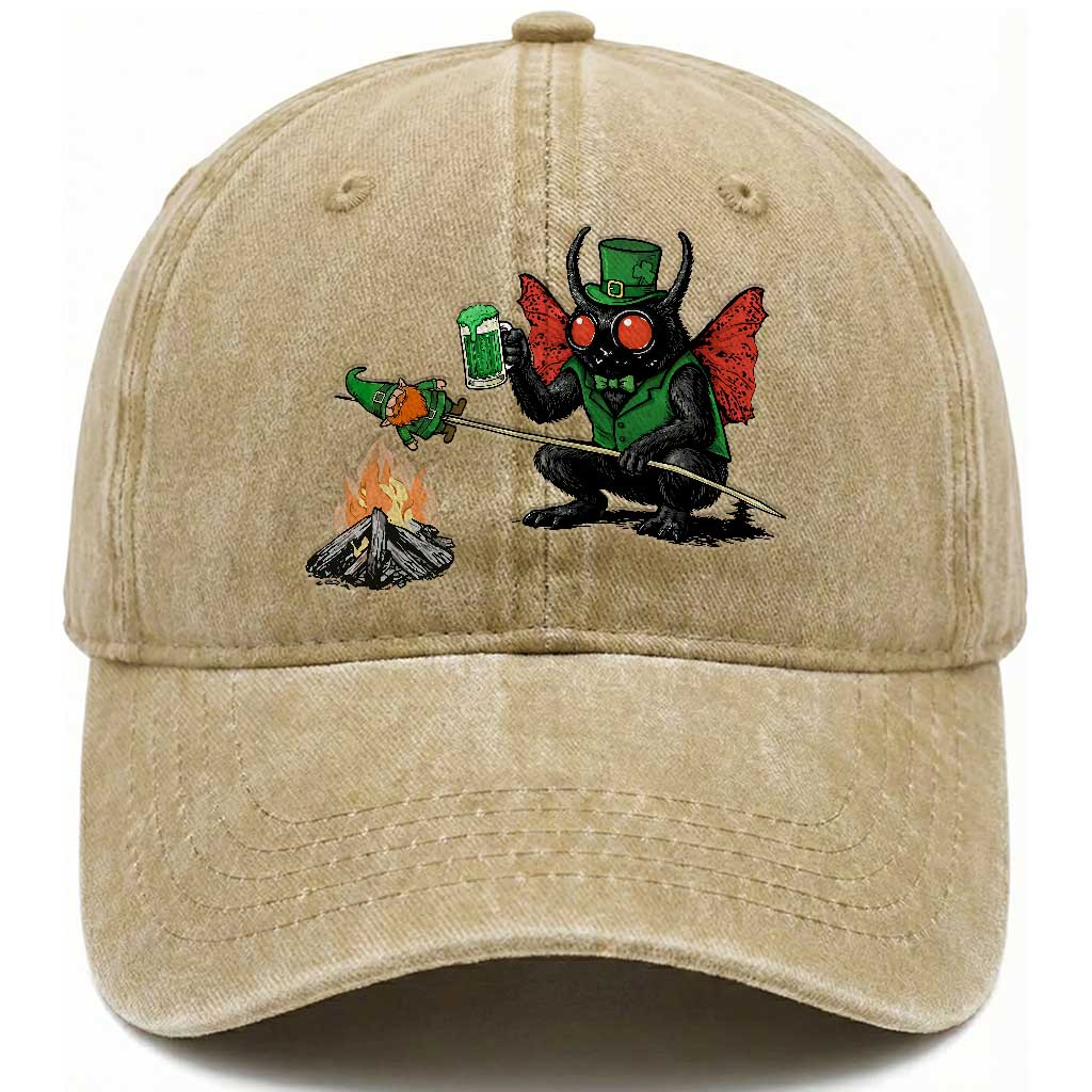 Funny Cryptid Mothman Washed Cotton Baseball Cap St Patricks Day Gift TS12 Print Your Wear