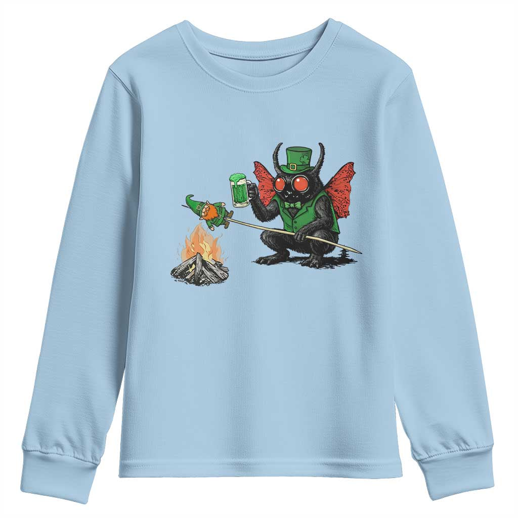 Funny Cryptid Mothman Youth Sweatshirt St Patricks Day Gift TS12 Light Blue Print Your Wear