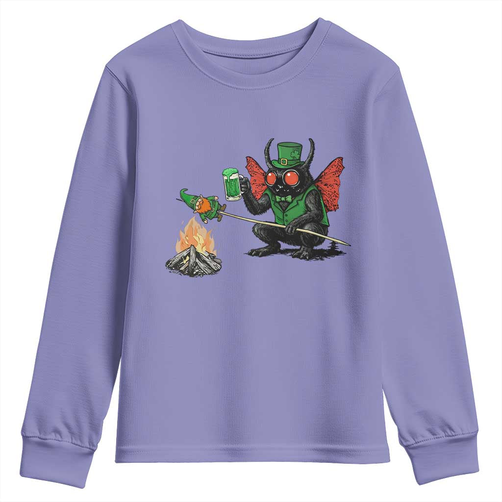 Funny Cryptid Mothman Youth Sweatshirt St Patricks Day Gift TS12 Violet Print Your Wear