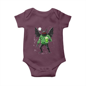 Funny Mothman St Patricks Day Baby Onesie Gift For Cryptid Lovers TS12 Maroon Print Your Wear