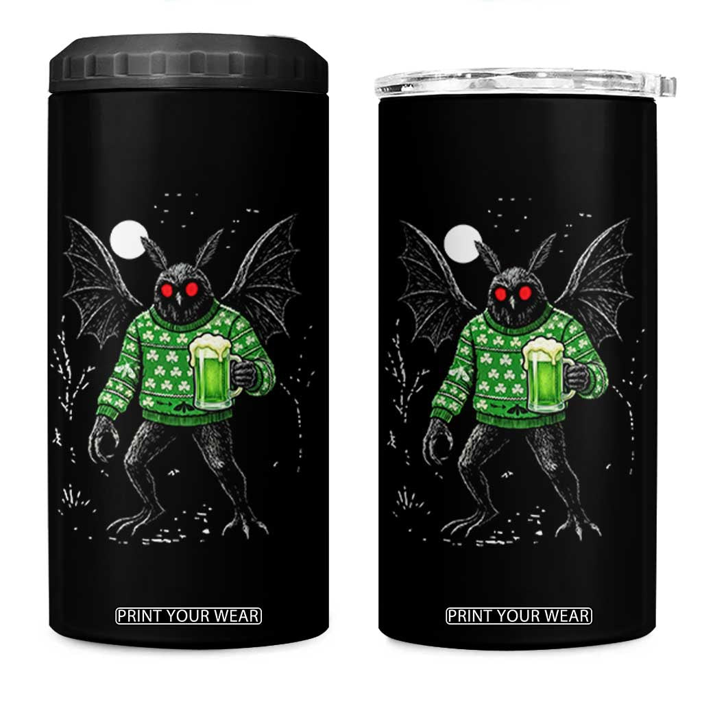 Funny Mothman St Patricks Day 4 in 1 Can Cooler Tumbler Gift For Cryptid Lovers TS12 One Size: 16 oz Black Print Your Wear