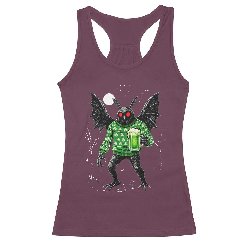 Funny Mothman St Patricks Day Racerback Tank Top Gift For Cryptid Lovers TS12 Maroon Print Your Wear
