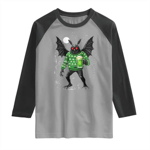 Funny Mothman St Patricks Day Raglan Shirt Gift For Cryptid Lovers TS12 Sport Gray Black Print Your Wear
