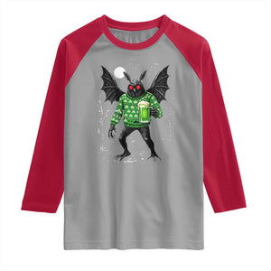 Funny Mothman St Patricks Day Raglan Shirt Gift For Cryptid Lovers TS12 Sport Gray Red Print Your Wear
