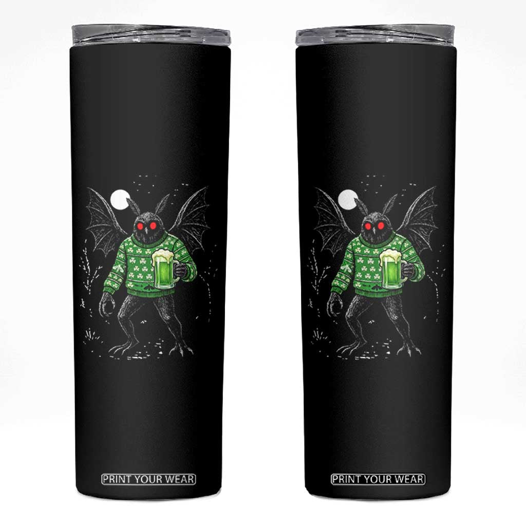 Funny Mothman St Patricks Day Skinny Tumbler Gift For Cryptid Lovers TS12 Black Print Your Wear