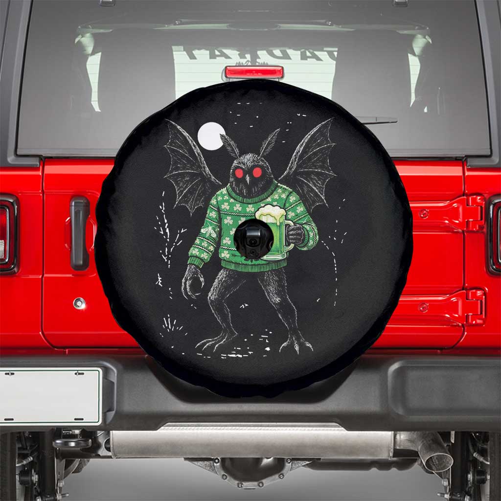 Funny Mothman St Patricks Day Spare Tire Cover Gift For Cryptid Lovers TS12 Black Print Your Wear