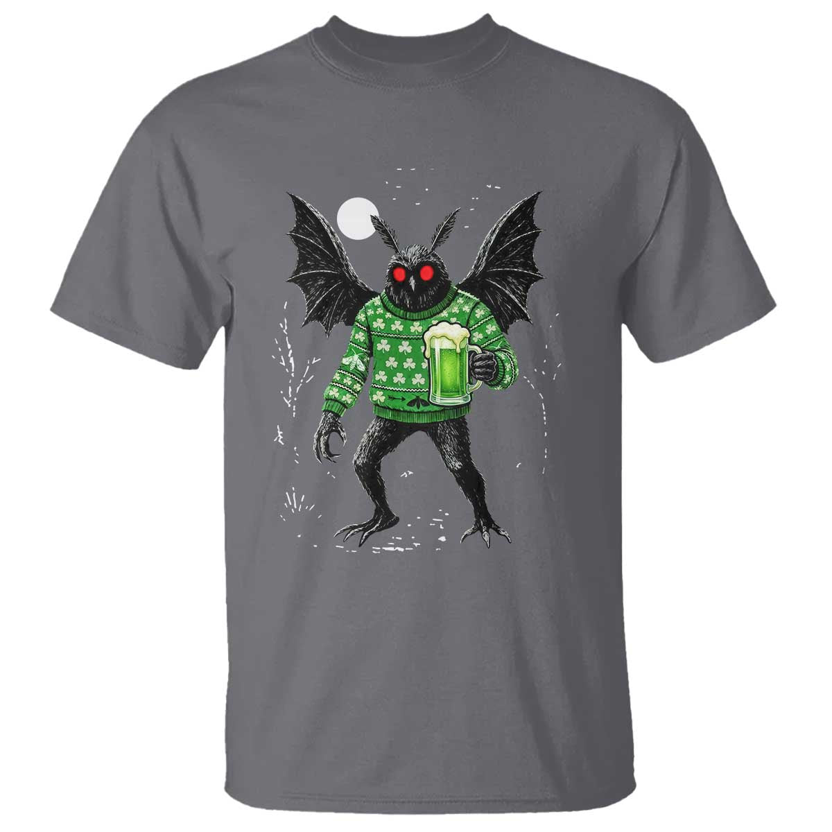 Funny Mothman St Patricks Day T Shirt Gift For Cryptid Lovers TS12 Charcoal Print Your Wear