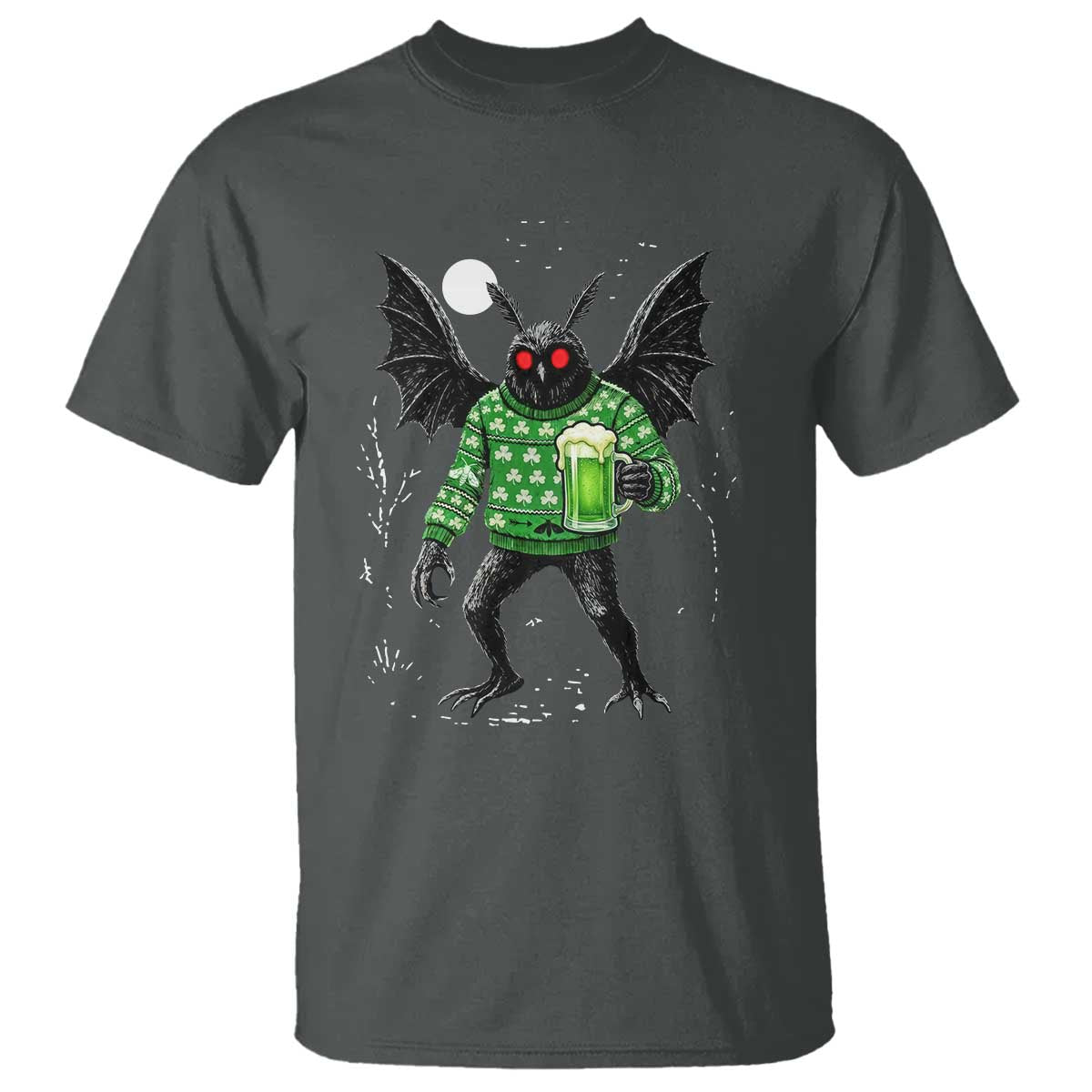 Funny Mothman St Patricks Day T Shirt Gift For Cryptid Lovers TS12 Dark Heather Print Your Wear