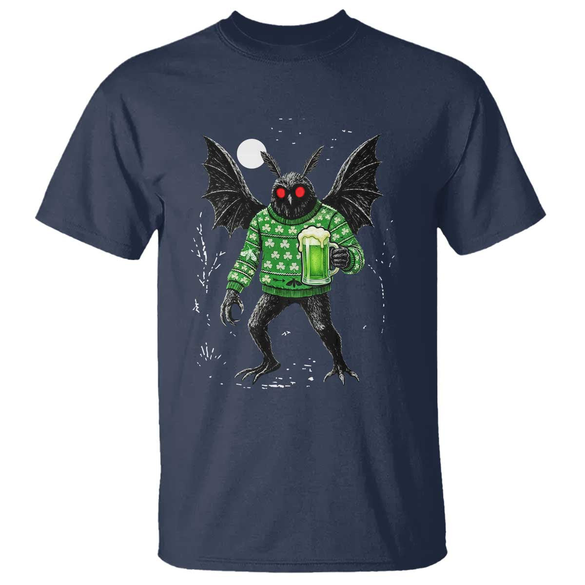 Funny Mothman St Patricks Day T Shirt Gift For Cryptid Lovers TS12 Navy Print Your Wear
