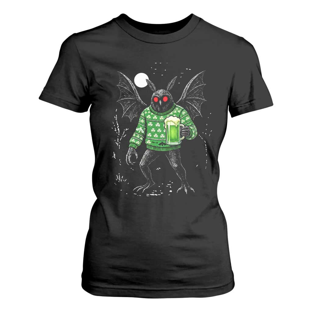 Funny Mothman St Patricks Day T Shirt For Women Gift For Cryptid Lovers TS12 Black Print Your Wear