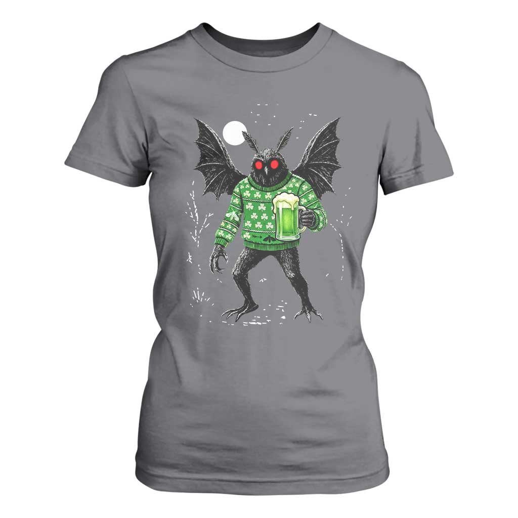 Funny Mothman St Patricks Day T Shirt For Women Gift For Cryptid Lovers TS12 Charcoal Print Your Wear