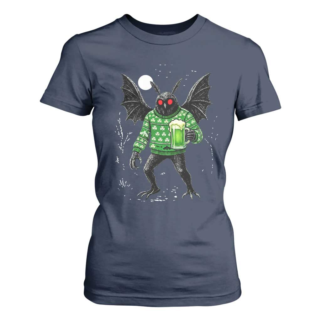 Funny Mothman St Patricks Day T Shirt For Women Gift For Cryptid Lovers TS12 Navy Print Your Wear