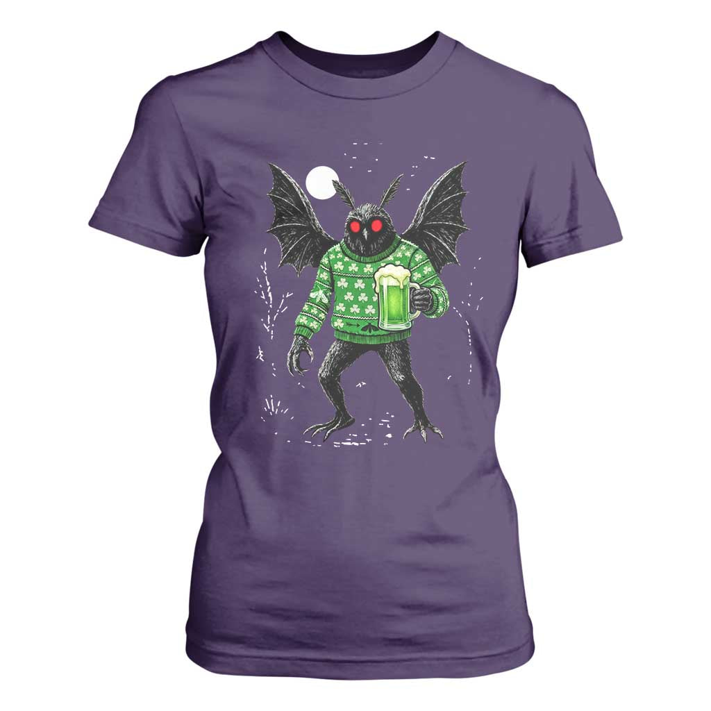 Funny Mothman St Patricks Day T Shirt For Women Gift For Cryptid Lovers TS12 Purple Print Your Wear