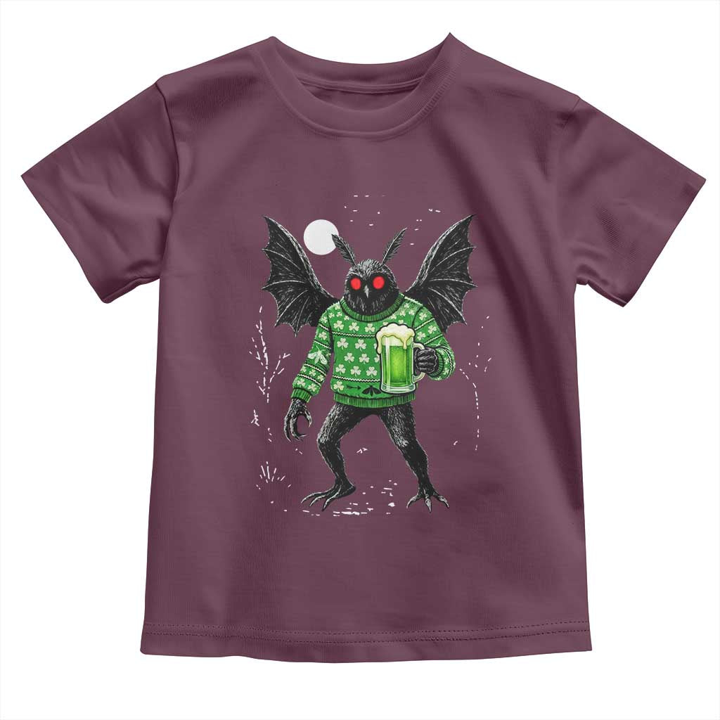 Funny Mothman St Patricks Day Toddler T Shirt Gift For Cryptid Lovers TS12 Maroon Print Your Wear