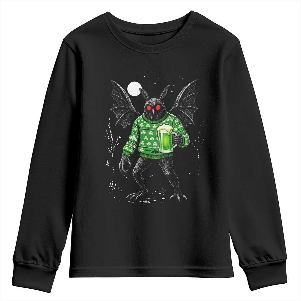 Funny Mothman St Patricks Day Youth Sweatshirt Gift For Cryptid Lovers TS12 Black Print Your Wear