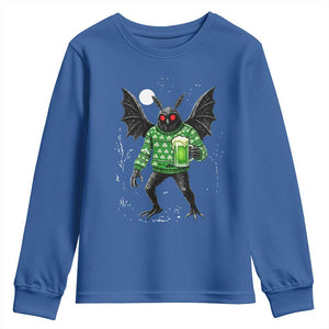 Funny Mothman St Patricks Day Youth Sweatshirt Gift For Cryptid Lovers TS12 Royal Blue Print Your Wear