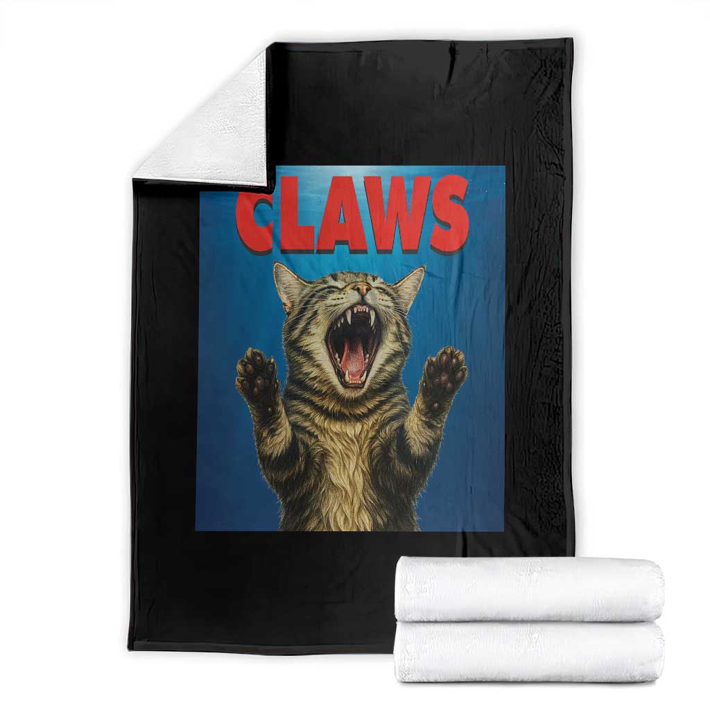 Funny Claws Cat Throw Blanket Horror Movie Parody TS12 White Print Your Wear