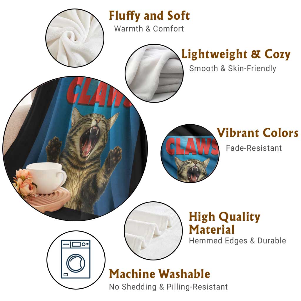 Funny Claws Cat Throw Blanket Horror Movie Parody TS12 Print Your Wear