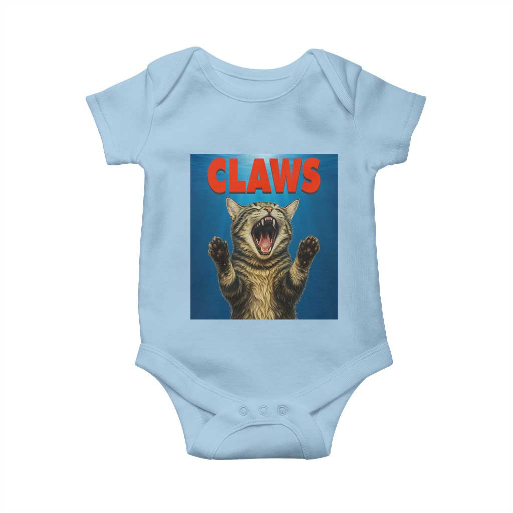 Funny Claws Cat Baby Onesie Horror Movie Parody TS12 Light Blue Print Your Wear