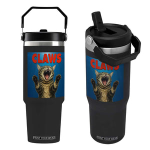Funny Claws Cat Flip Straw Tumbler Horror Movie Parody TS12 One Size: 30 oz Black Print Your Wear