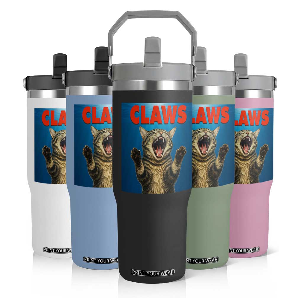 Funny Claws Cat Flip Straw Tumbler Horror Movie Parody TS12 Print Your Wear