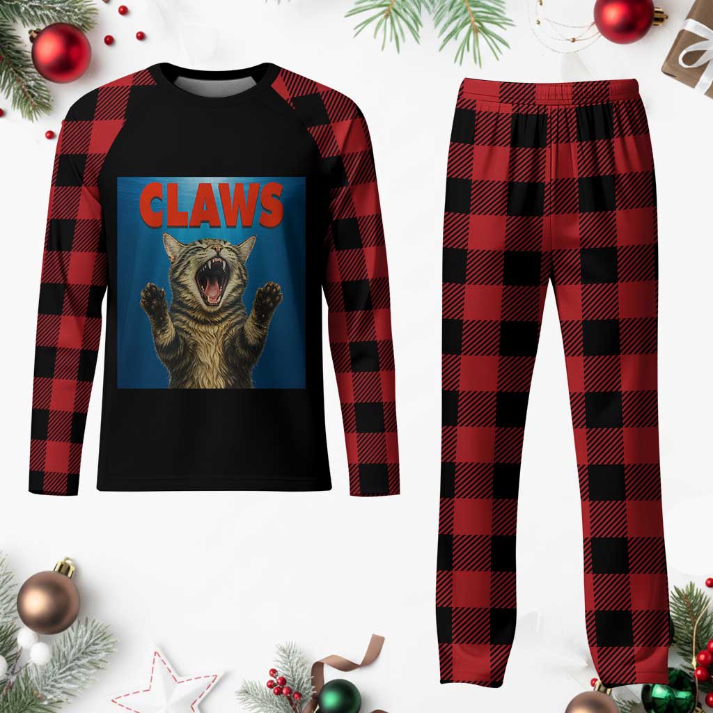 Funny Claws Cat Plaid Pajama Set Horror Movie Parody TS12 Buffalo Plaid Print Your Wear