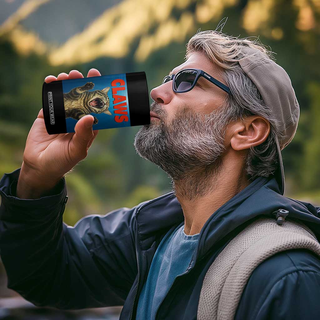 Funny Claws Cat 4 in 1 Can Cooler Tumbler Horror Movie Parody TS12 Print Your Wear