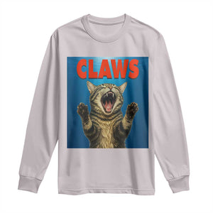 Funny Claws Cat Long Sleeve Shirt Horror Movie Parody TS12 Ice Gray Print Your Wear