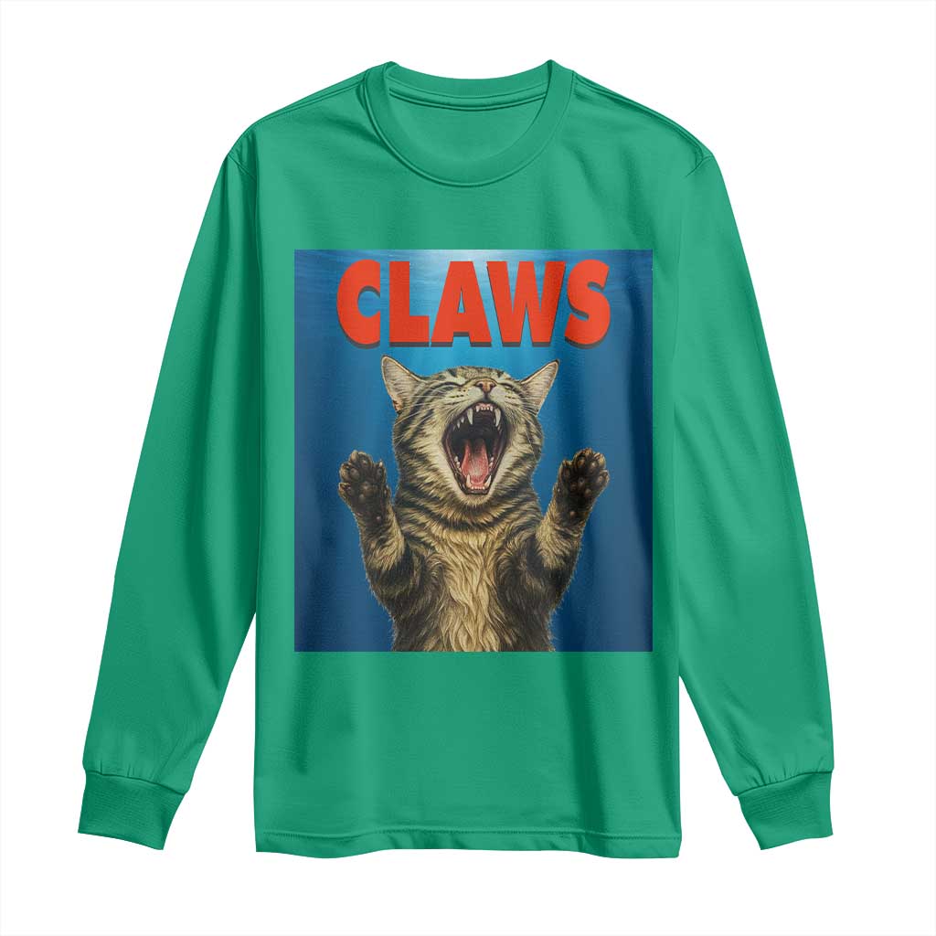 Funny Claws Cat Long Sleeve Shirt Horror Movie Parody TS12 Irish Green Print Your Wear