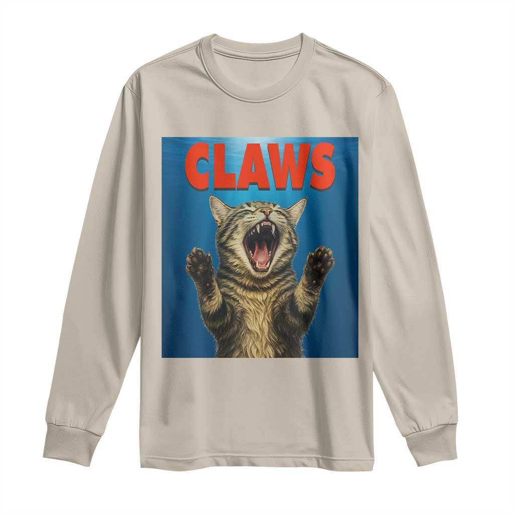 Funny Claws Cat Long Sleeve Shirt Horror Movie Parody TS12 Sand Print Your Wear