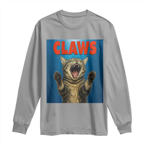 Funny Claws Cat Long Sleeve Shirt Horror Movie Parody TS12 Sport Gray Print Your Wear