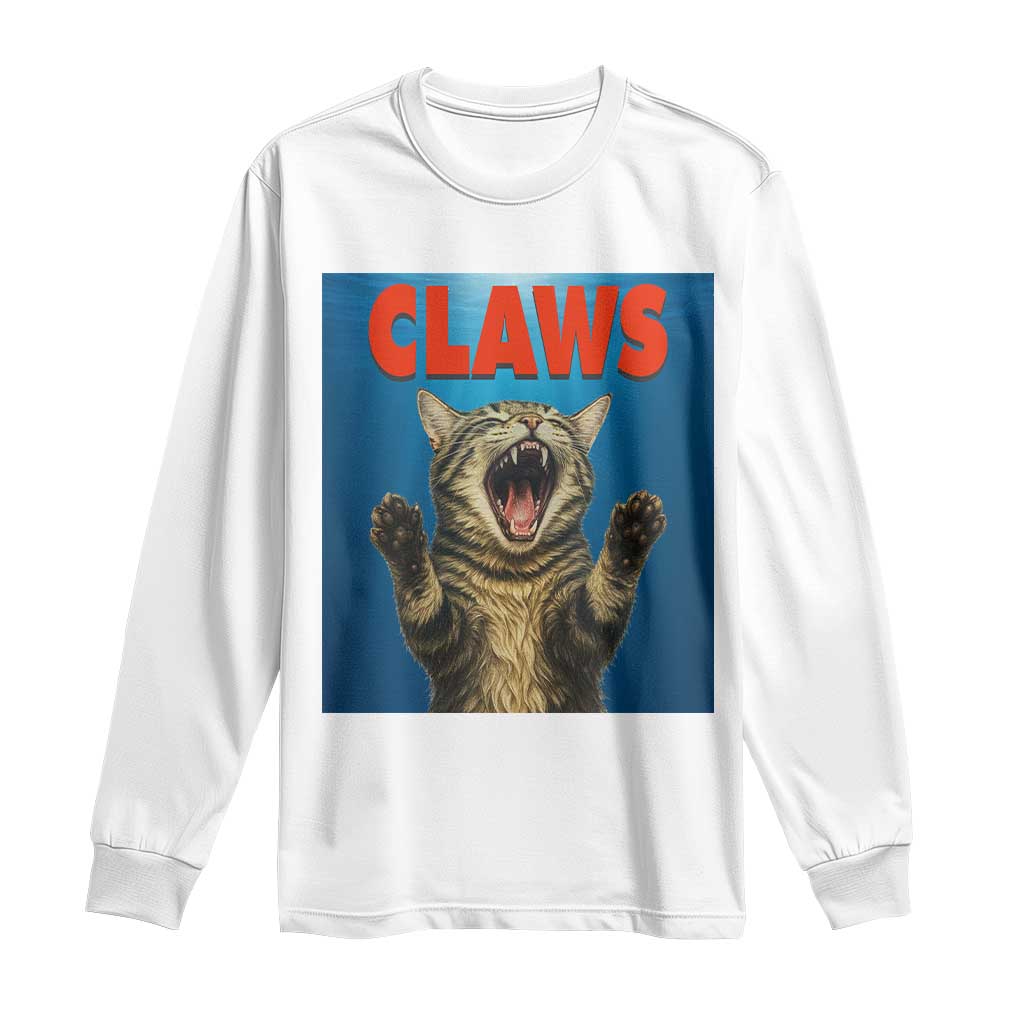 Funny Claws Cat Long Sleeve Shirt Horror Movie Parody TS12 White Print Your Wear