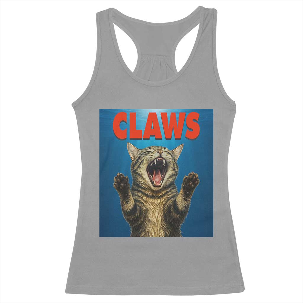 Funny Claws Cat Racerback Tank Top Horror Movie Parody TS12 Sport Gray Print Your Wear