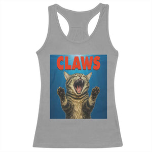 Funny Claws Cat Racerback Tank Top Horror Movie Parody TS12 Sport Gray Print Your Wear