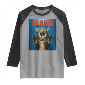 Funny Claws Cat Raglan Shirt Horror Movie Parody TS12 Sport Gray Black Print Your Wear
