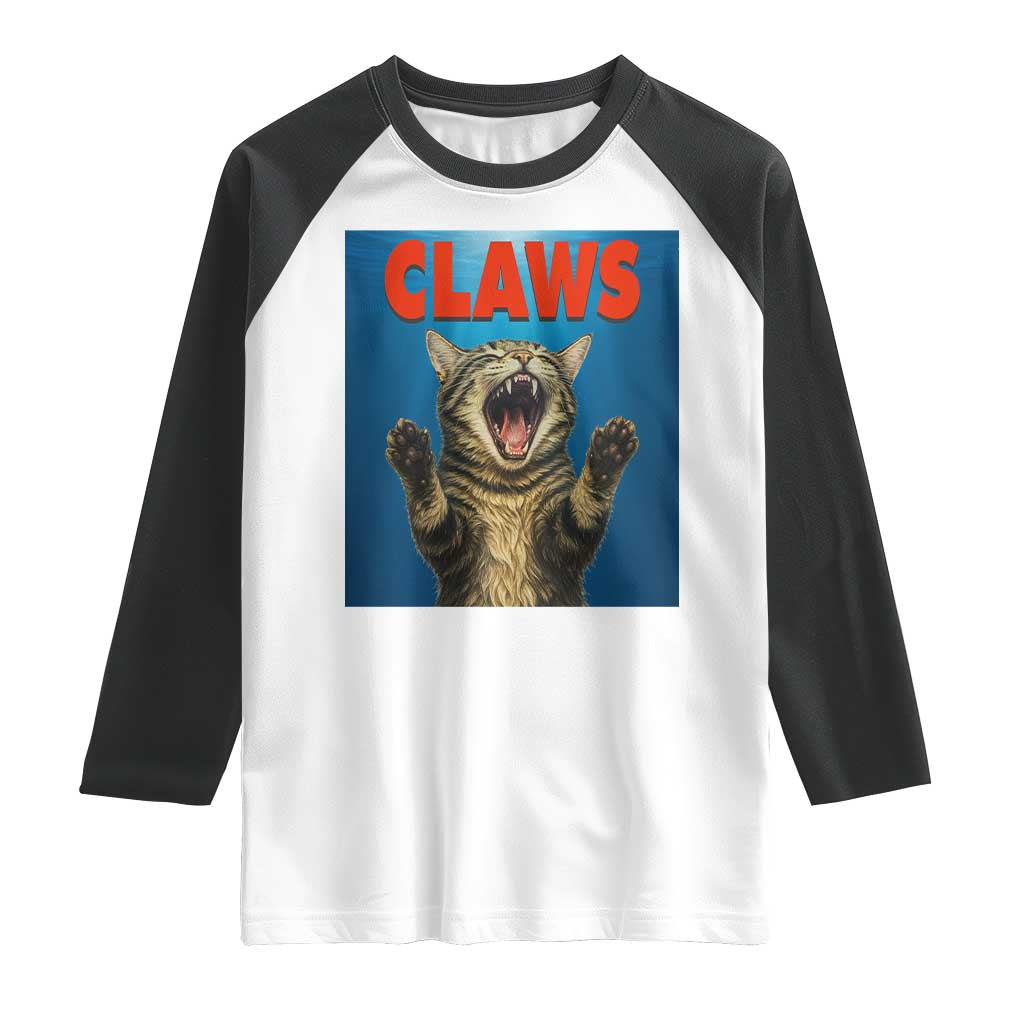 Funny Claws Cat Raglan Shirt Horror Movie Parody TS12 White Black Print Your Wear