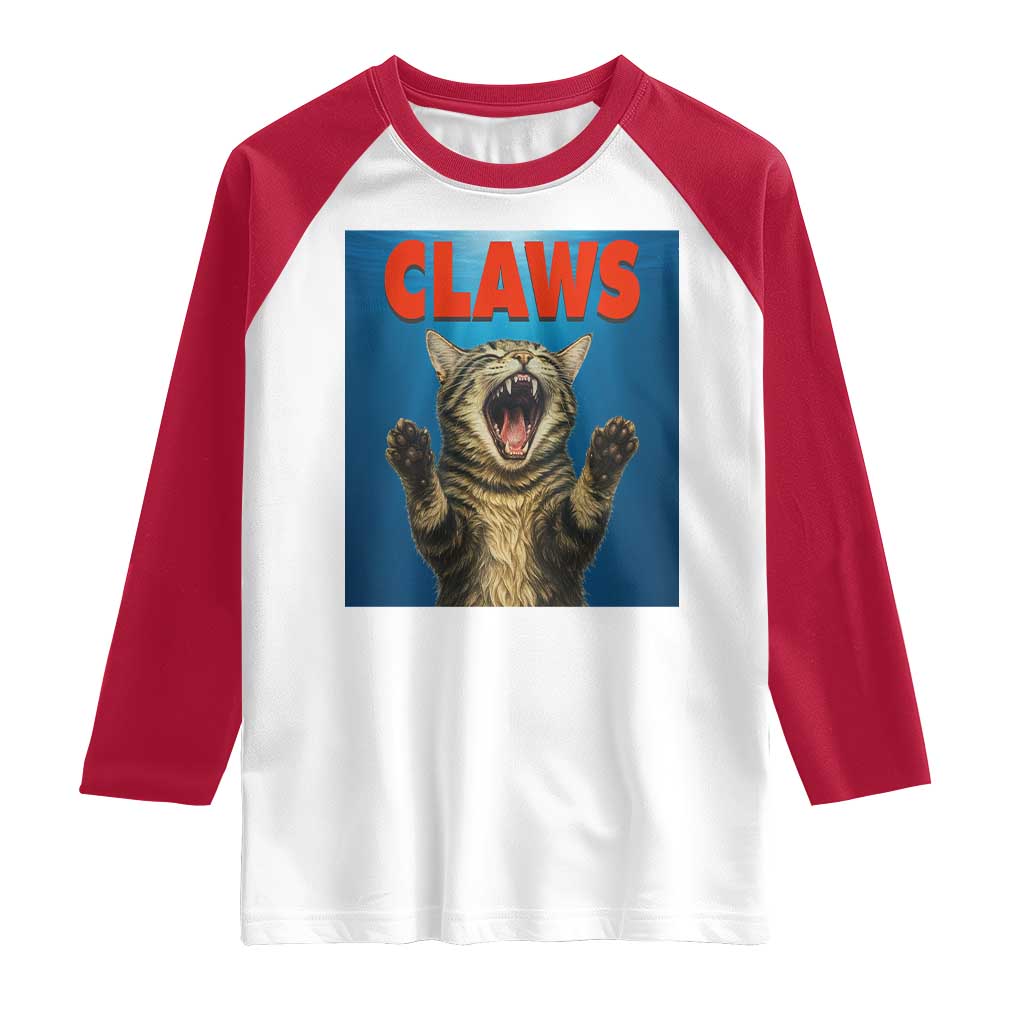Funny Claws Cat Raglan Shirt Horror Movie Parody TS12 White Red Print Your Wear