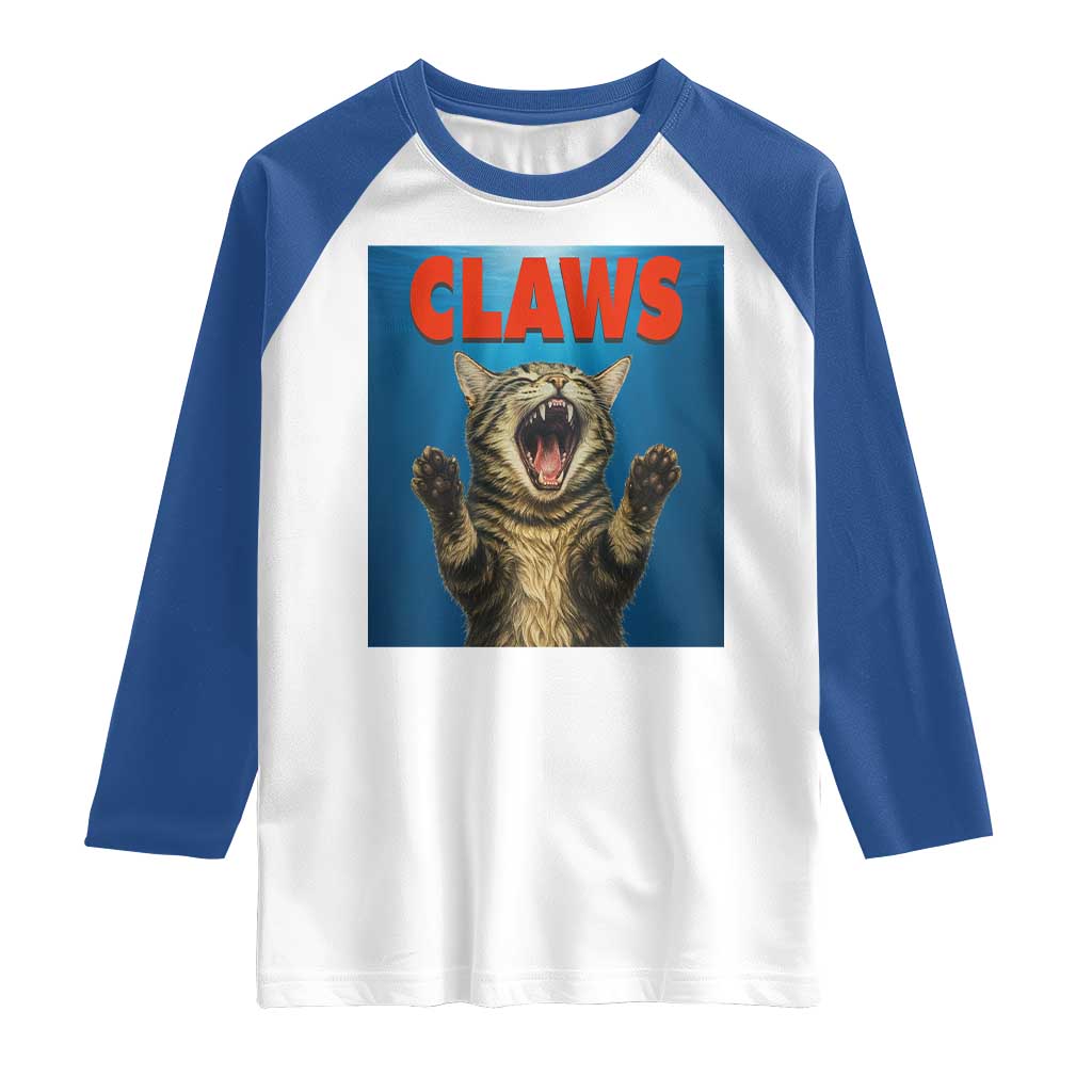 Funny Claws Cat Raglan Shirt Horror Movie Parody TS12 White Royal Print Your Wear