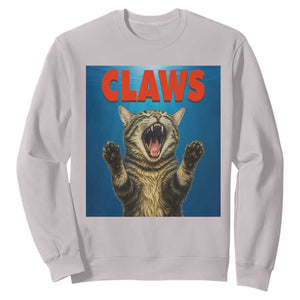 Funny Claws Cat Sweatshirt Horror Movie Parody TS12 Ice Gray Print Your Wear