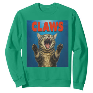 Funny Claws Cat Sweatshirt Horror Movie Parody TS12 Irish Green Print Your Wear