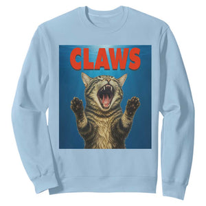 Funny Claws Cat Sweatshirt Horror Movie Parody TS12 Light Blue Print Your Wear