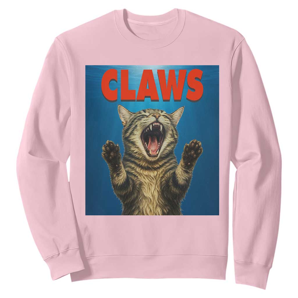 Funny Claws Cat Sweatshirt Horror Movie Parody TS12 Light Pink Print Your Wear
