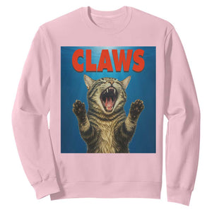 Funny Claws Cat Sweatshirt Horror Movie Parody TS12 Light Pink Print Your Wear