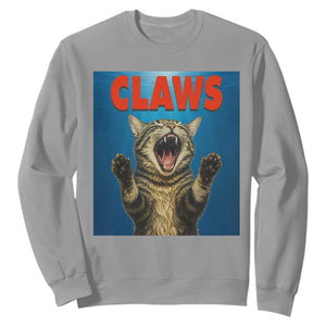 Funny Claws Cat Sweatshirt Horror Movie Parody TS12 Sport Gray Print Your Wear