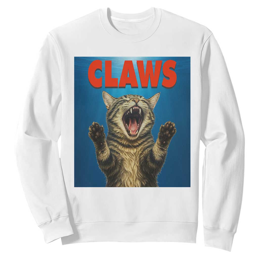 Funny Claws Cat Sweatshirt Horror Movie Parody TS12 White Print Your Wear