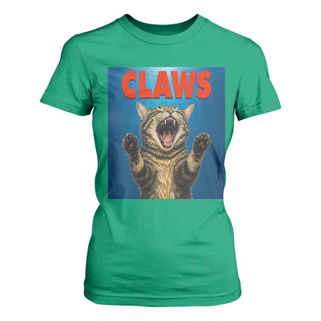 Funny Claws Cat T Shirt For Women Horror Movie Parody TS12 Irish Green Print Your Wear