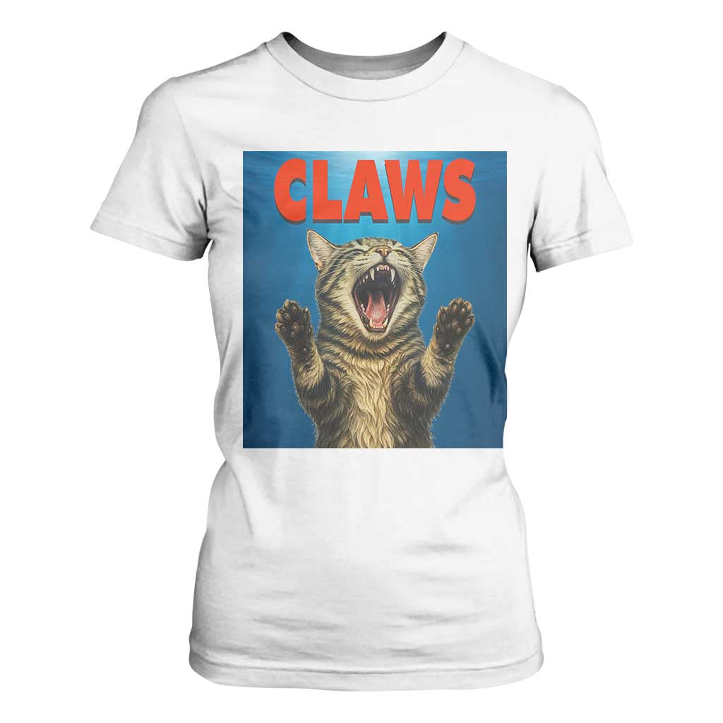 Funny Claws Cat T Shirt For Women Horror Movie Parody TS12 White Print Your Wear